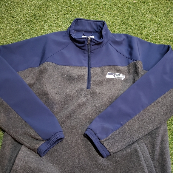 NFL Seattle Seahawks Blue 1/4 Zip Pullover Jacket Mens M H1 - Picture 6 of 7